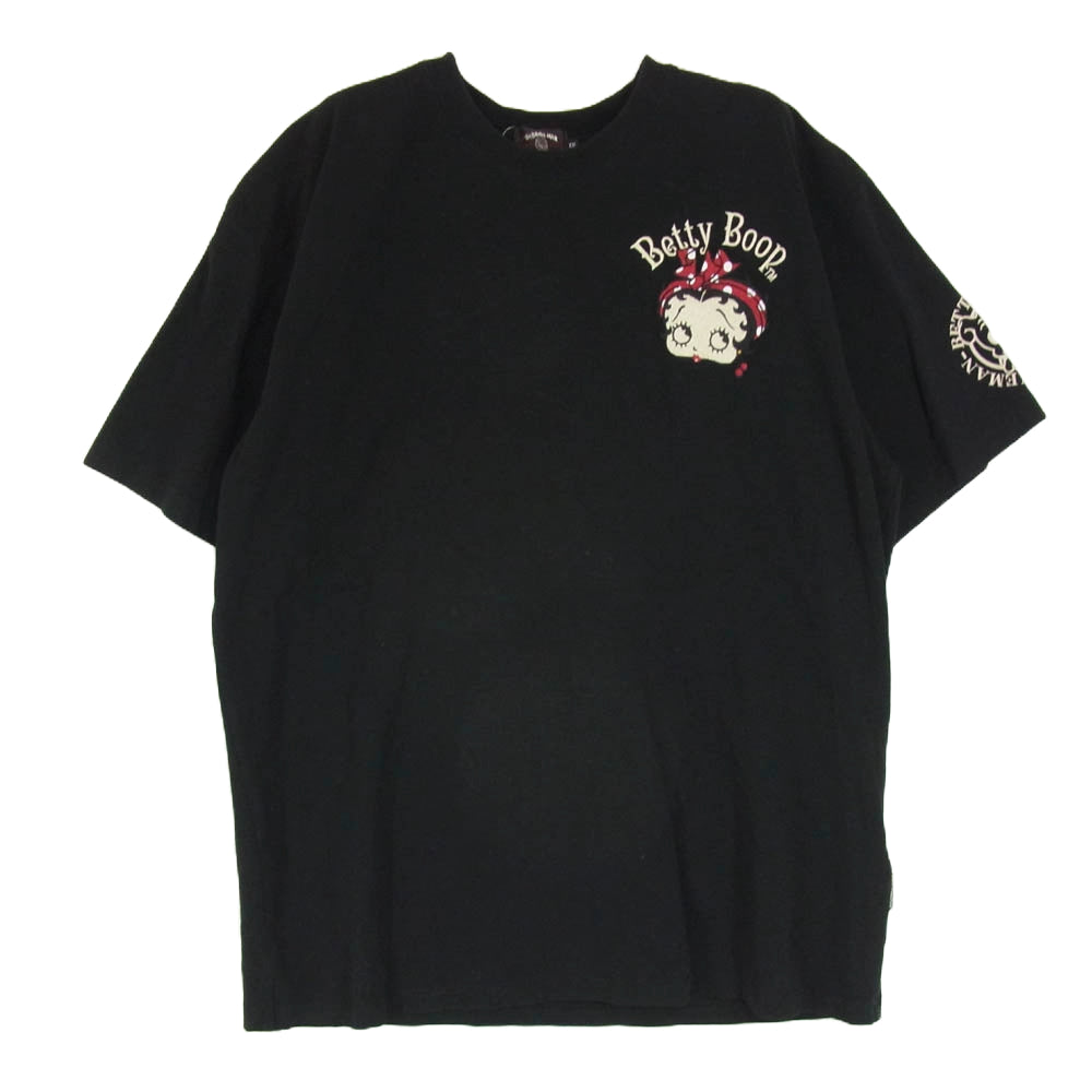 ザブレイブマン × BETTY BOOP ベティブープ 刺繍 Tシャツ 半袖 カットソー ブラック系 XXL【中古】