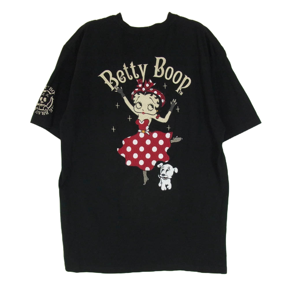 ザブレイブマン × BETTY BOOP ベティブープ 刺繍 Tシャツ 半袖 カットソー ブラック系 XXL【中古】