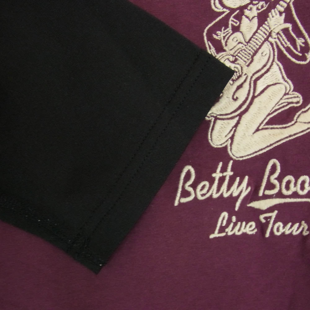 ザブレイブマン × BETTY BOOP ベティブープ 刺繍 5分丈 レイヤード カットソー パープル系 XL【中古】