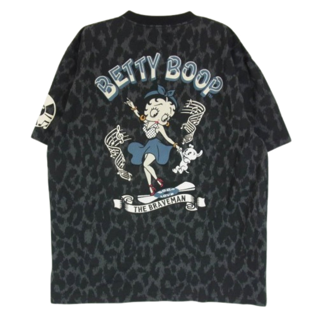 ザブレイブマン × BETTY BOOP ベティブープ 刺繍 Tシャツ 半袖カットソー ブラック系 XL【中古】