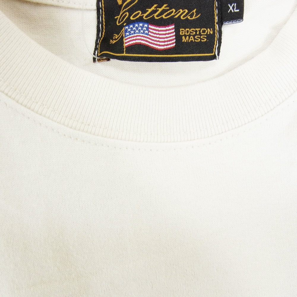 VANSON バンソン バック刺繍 アームカラー切替 Tシャツ 半袖 カットソー レッド系 XL【中古】