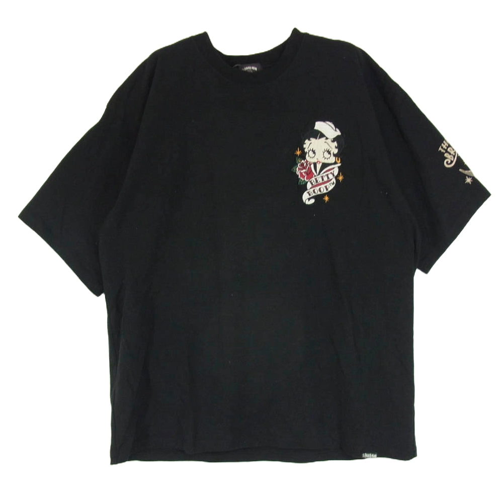 ザブレイブマン × BETTY BOOP ベティブープ 刺繍 Tシャツ 半袖カットソー ブラック系 XXL【中古】