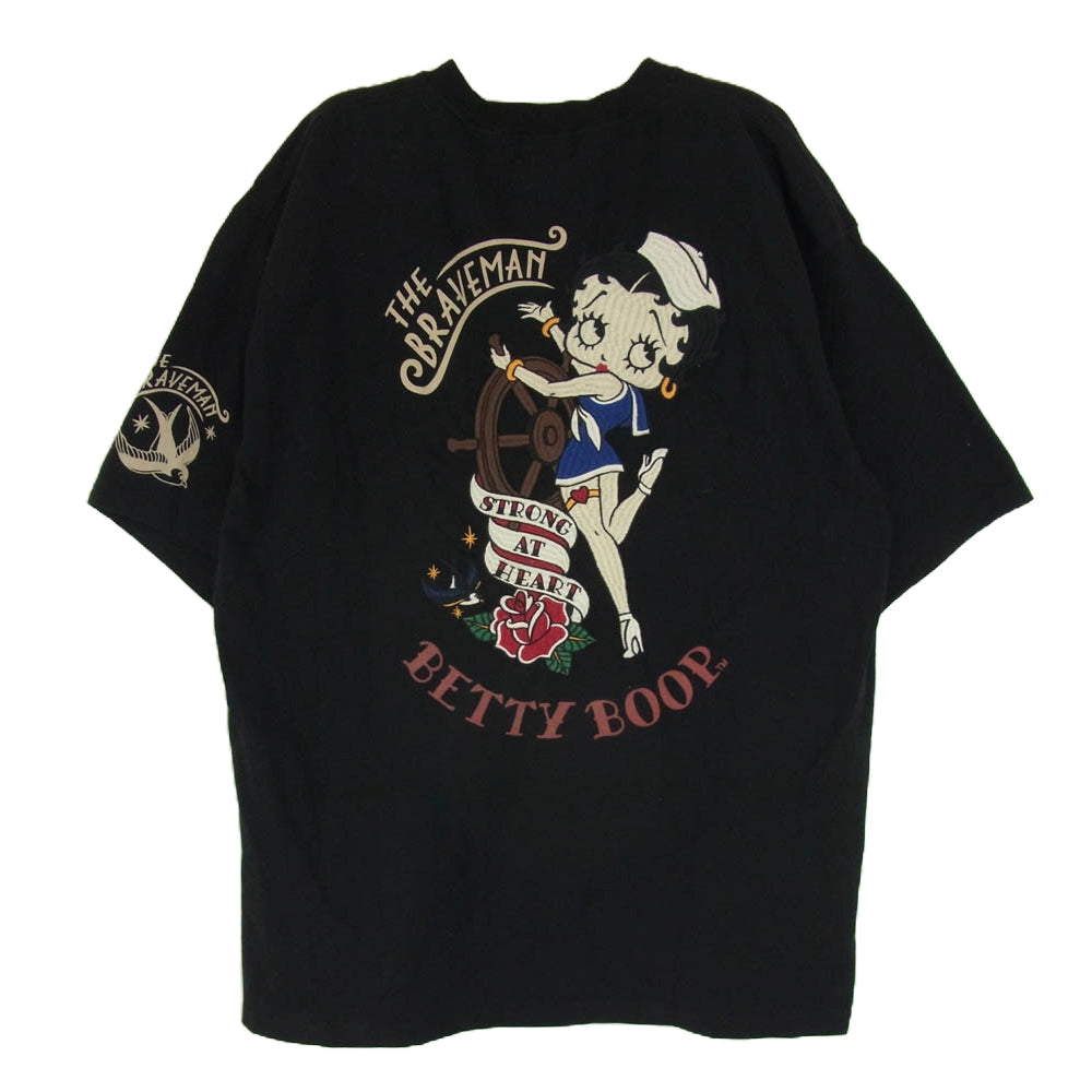 ザブレイブマン × BETTY BOOP ベティブープ 刺繍 Tシャツ 半袖カットソー ブラック系 XXL【中古】