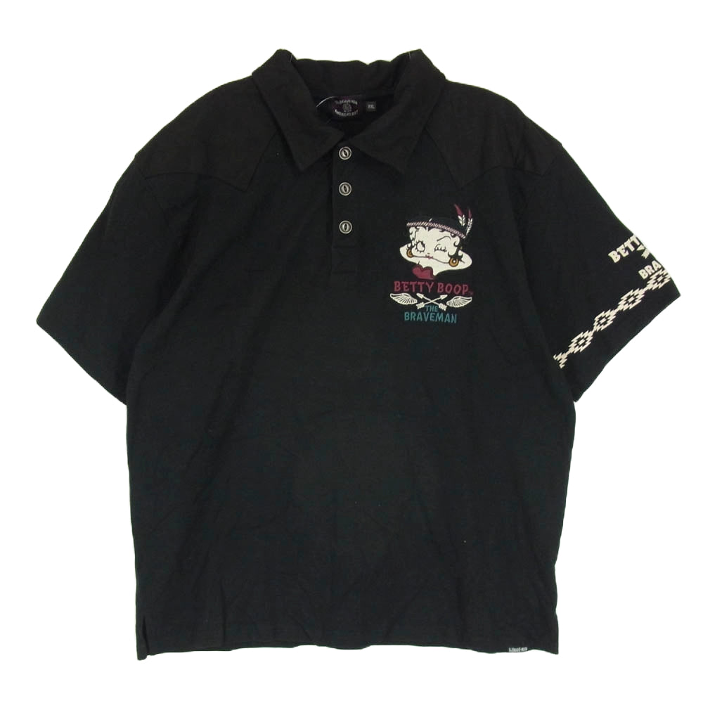 ザブレイブマン × BETTY BOOP ベティブープ 刺繍 半袖 シャツ ブラック系 XXL【中古】