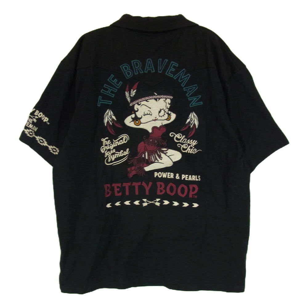ザブレイブマン × BETTY BOOP ベティブープ 刺繍 半袖 シャツ ブラック系 XXL【中古】