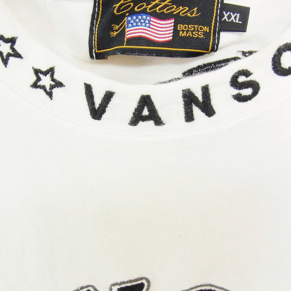 VANSON バンソン フロント 刺繍 Tシャツ 半袖 カットソー ホワイト系 XXL【中古】