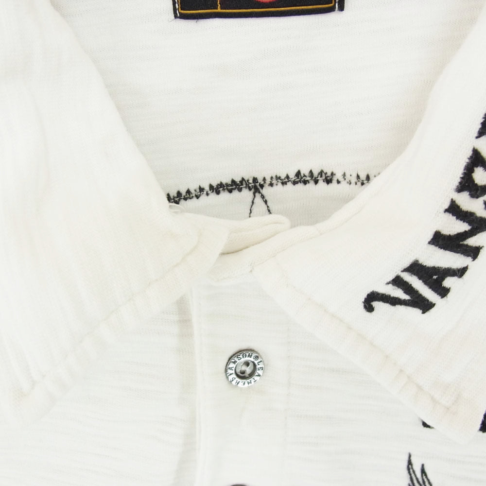 VANSON バンソン バック刺繍 半袖 ポロシャツ ホワイト系 XXL【中古】