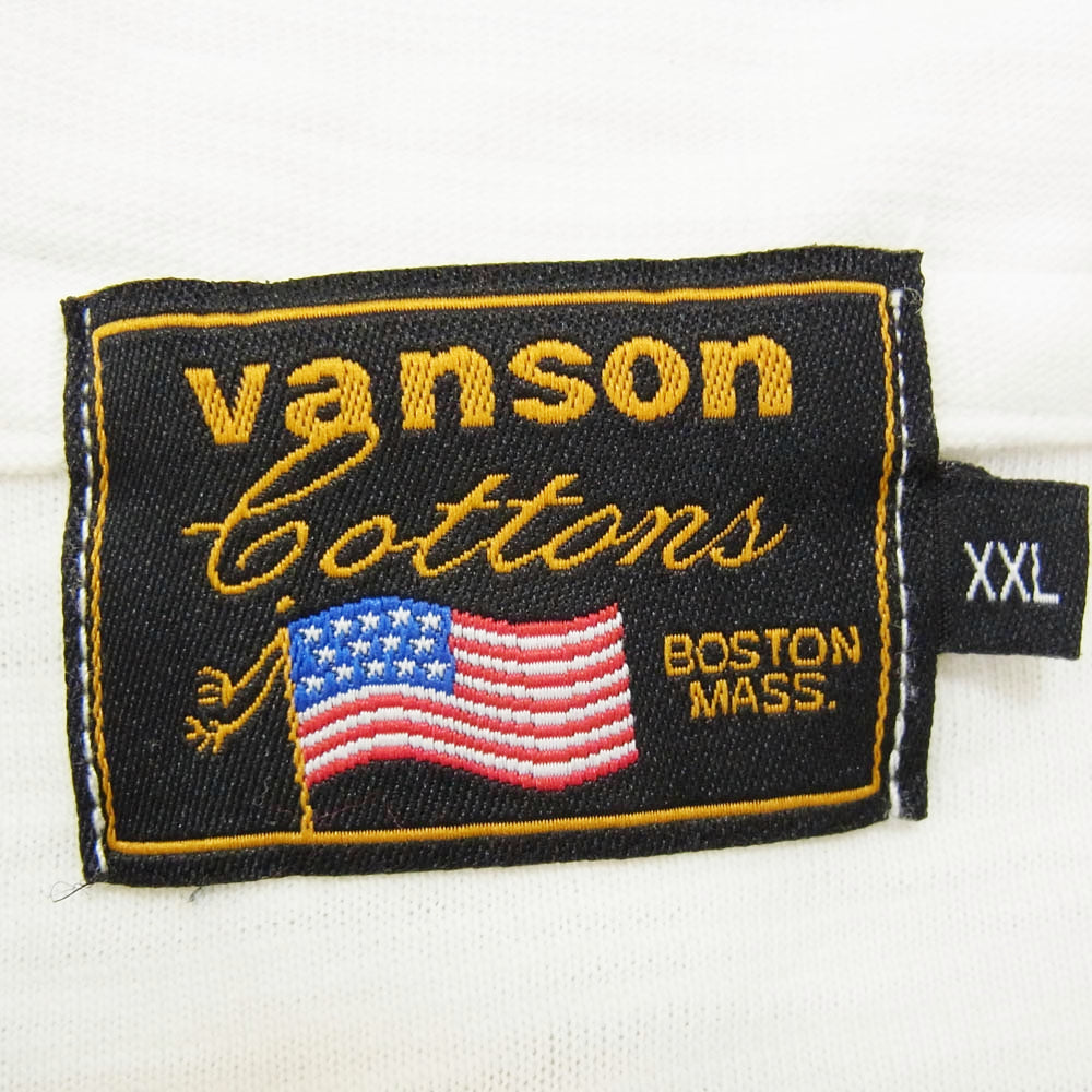 VANSON バンソン バック刺繍 半袖 ポロシャツ ホワイト系 XXL【中古】