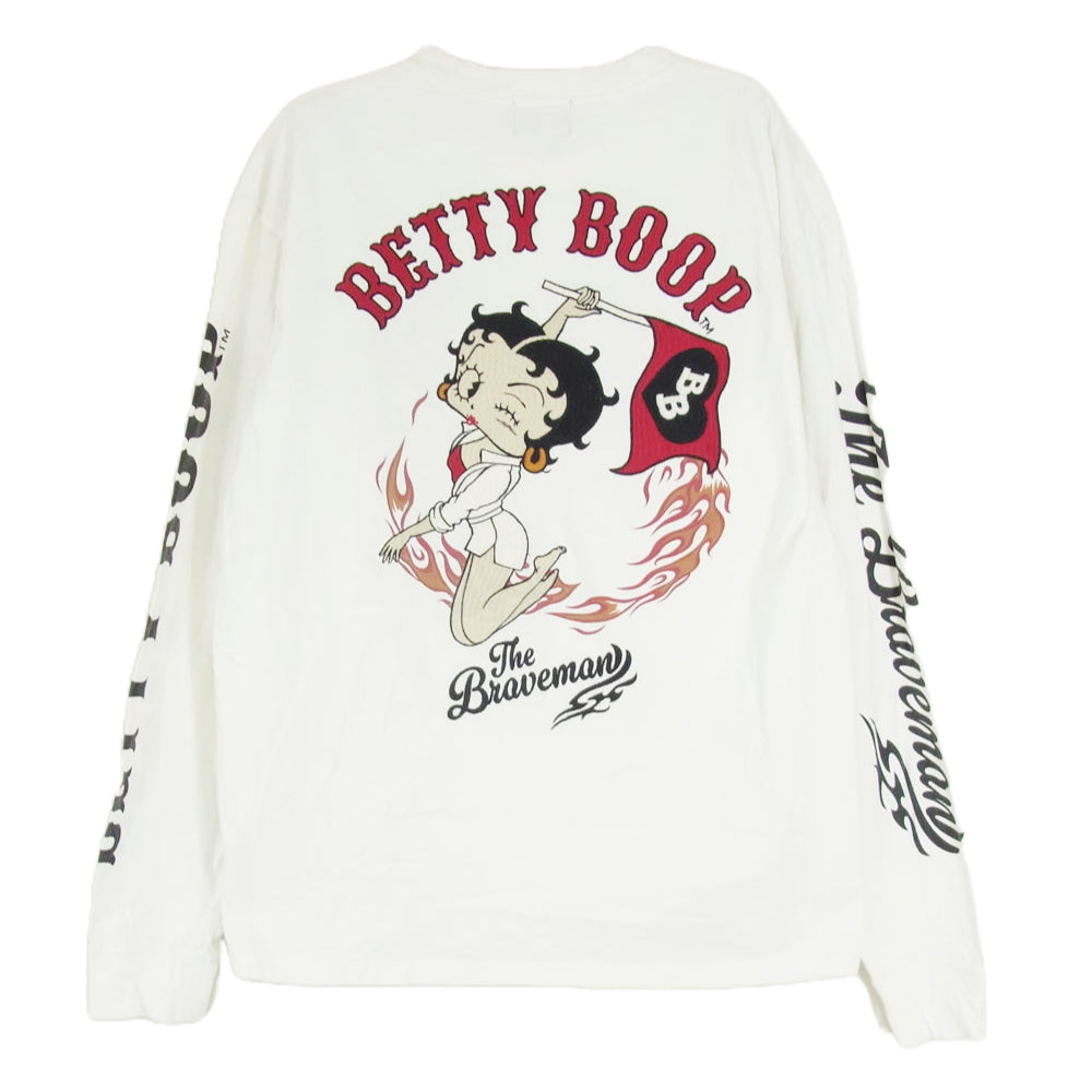ザブレイブマン × BETTY BOOP ベティブープ 刺繍 ロングスリーブ カットソー 長袖 ホワイト系 XL【中古】