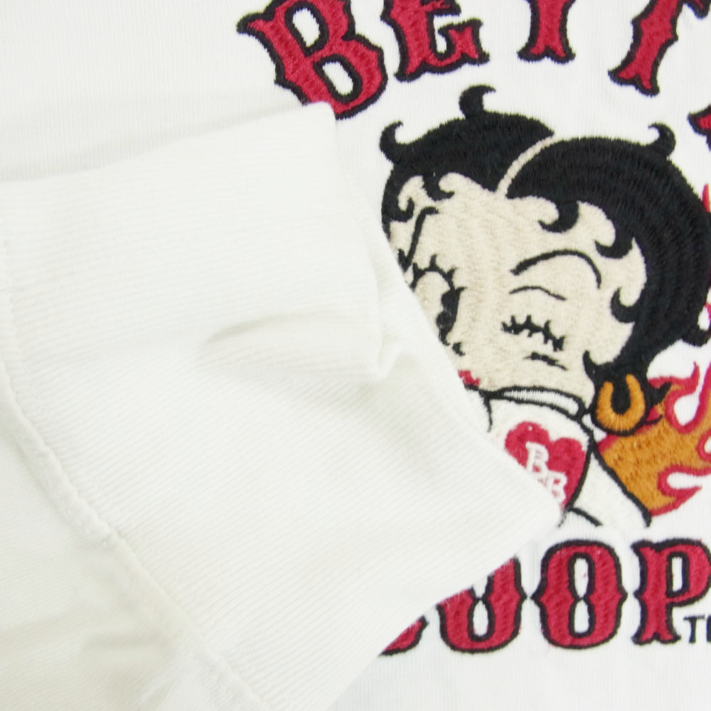 ザブレイブマン × BETTY BOOP ベティブープ 刺繍 ロングスリーブ カットソー 長袖 ホワイト系 XL【中古】