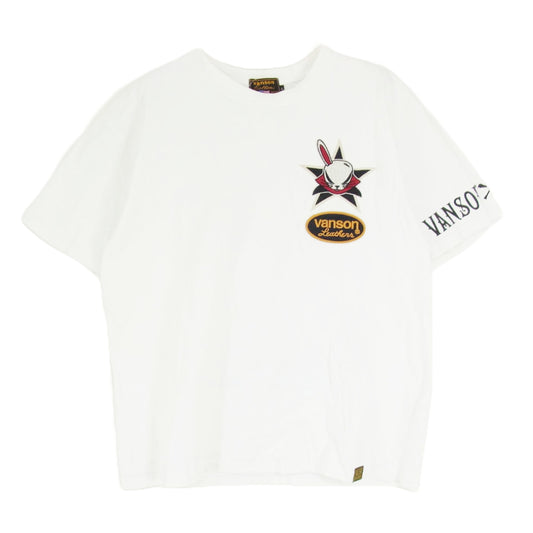 VANSON バンソン バック刺繍 Tシャツ 半袖カットソー ホワイト系 XL【中古】