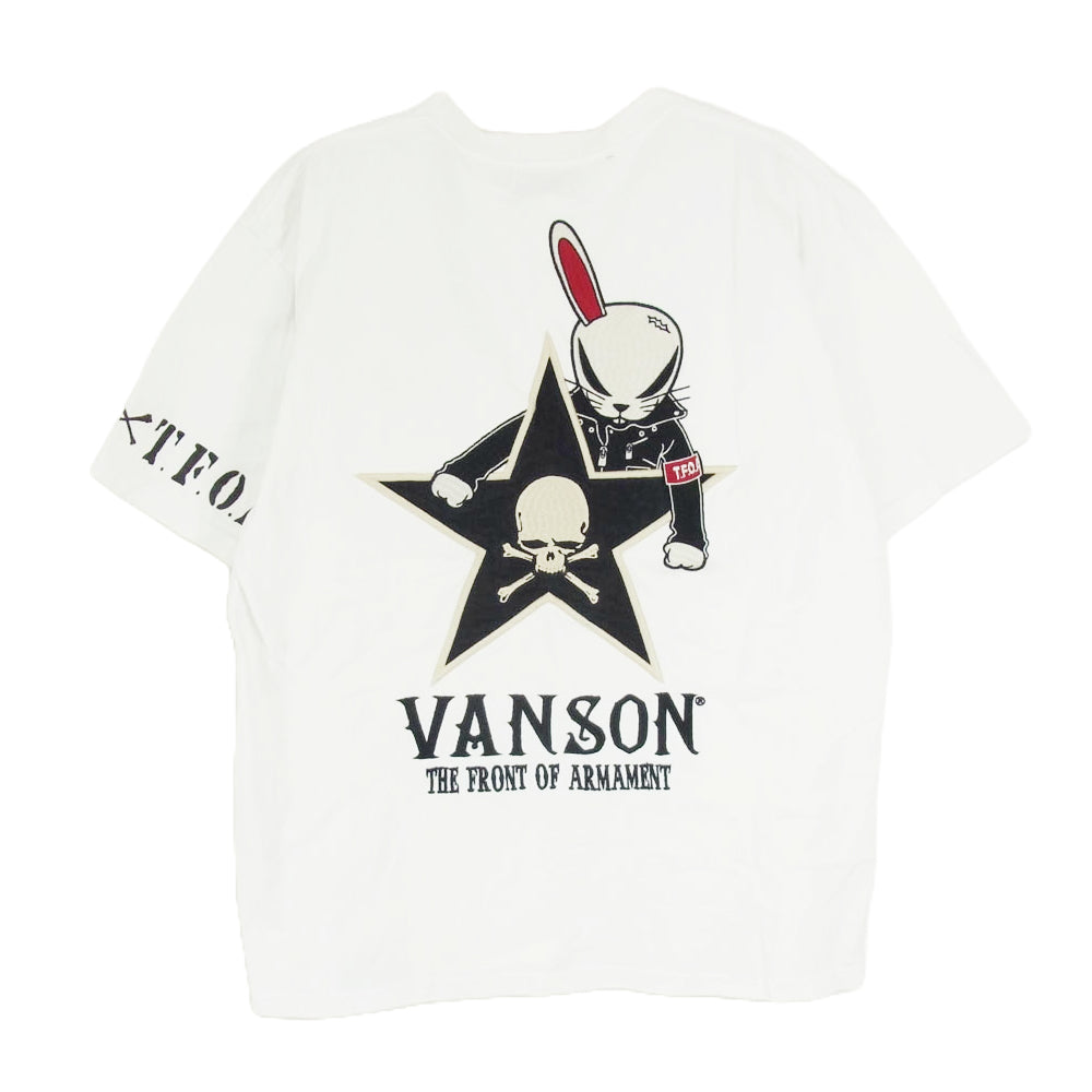 VANSON バンソン バック刺繍 Tシャツ 半袖カットソー ホワイト系 XL【中古】