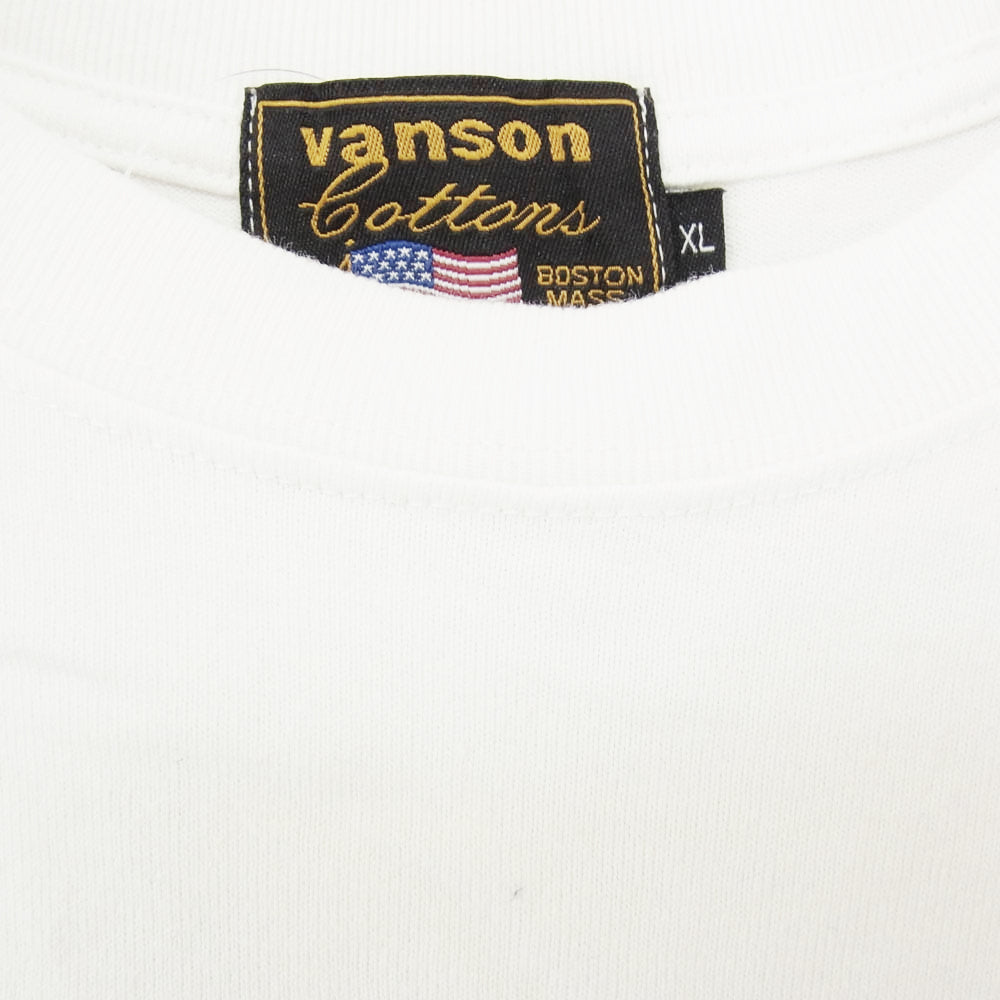 VANSON バンソン バック刺繍 Tシャツ 半袖カットソー ホワイト系 XL【中古】