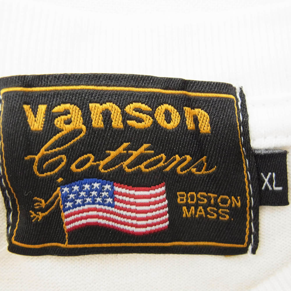 VANSON バンソン バック刺繍 Tシャツ 半袖カットソー ホワイト系 XL【中古】