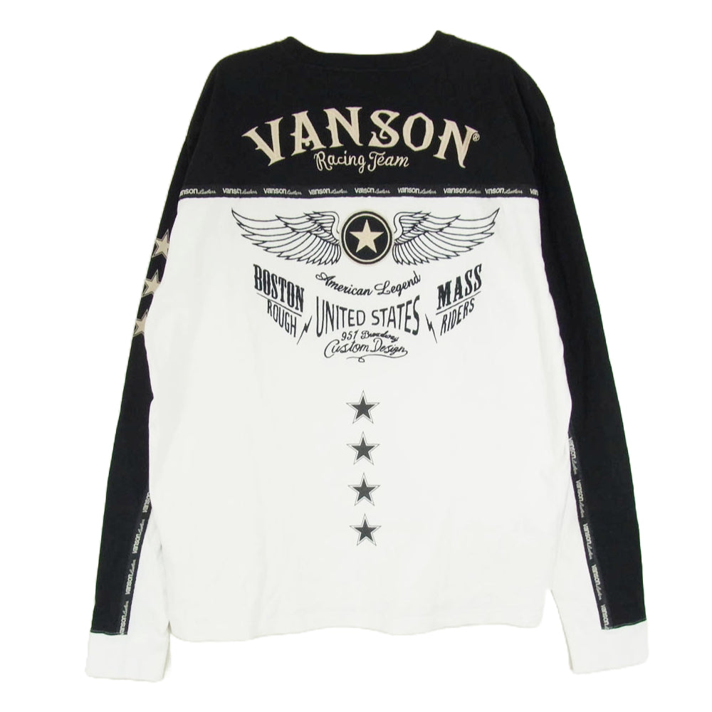 VANSON バンソン バック刺繍 ロングスリーブ カットソー 長袖 ブラック系 XXL【中古】