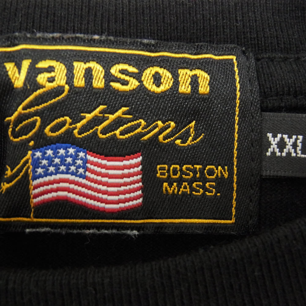 VANSON バンソン バック刺繍 ロングスリーブ カットソー 長袖 ブラック系 XXL【中古】