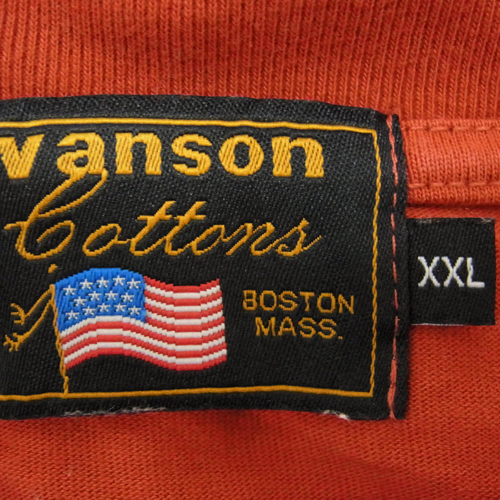 VANSON バンソン バック刺繍 長袖カットソー オレンジ レッド系 XXL【中古】
