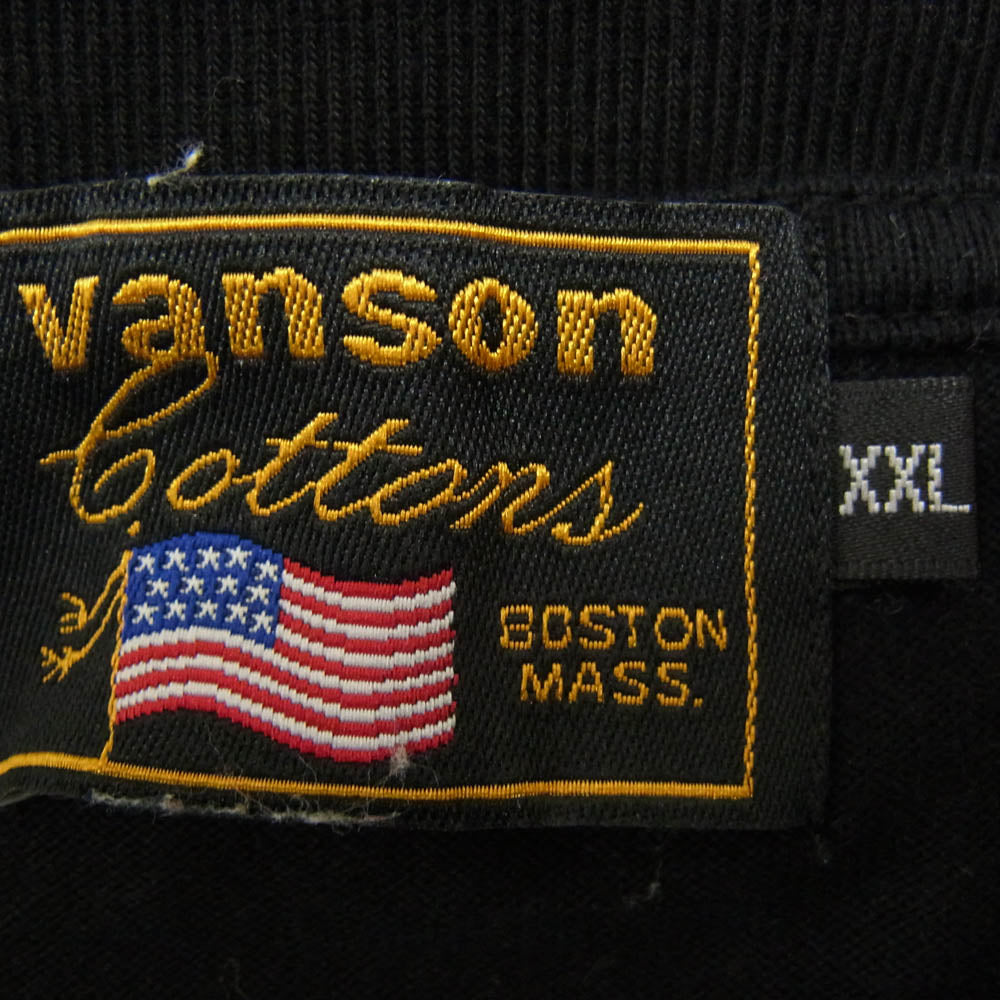 VANSON バンソン バック刺繍 サイドロゴプリント 長袖カットソー ブラック系 XXL【中古】