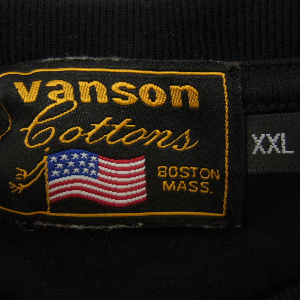VANSON バンソン バック刺繍 レイヤード チェック 長袖 カットソー ブラック系 XXL【中古】