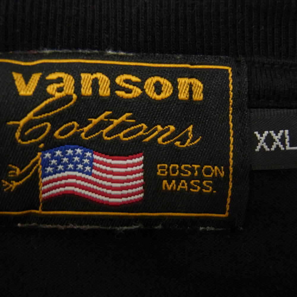 VANSON バンソン バック刺繍 レイヤード チェック 長袖カットソー ブラック系 XXL【中古】