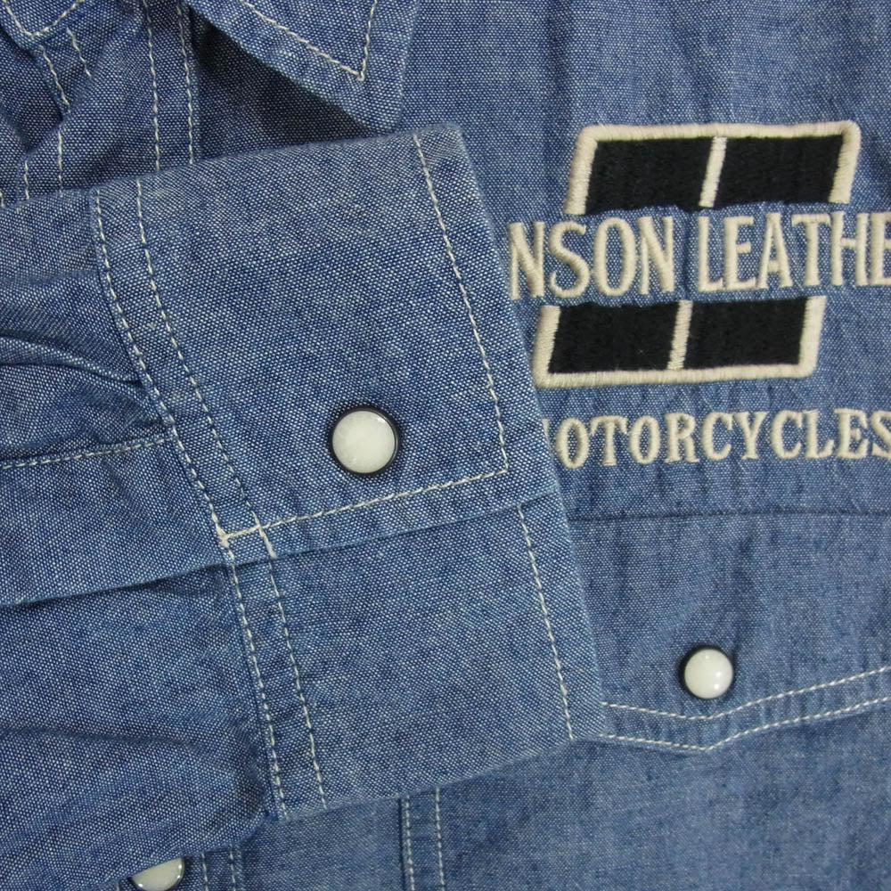 VANSON バンソン × TOM&JERRY バック刺繍 デニム シャンブレー 長袖シャツ インディゴブルー系 XL【中古】