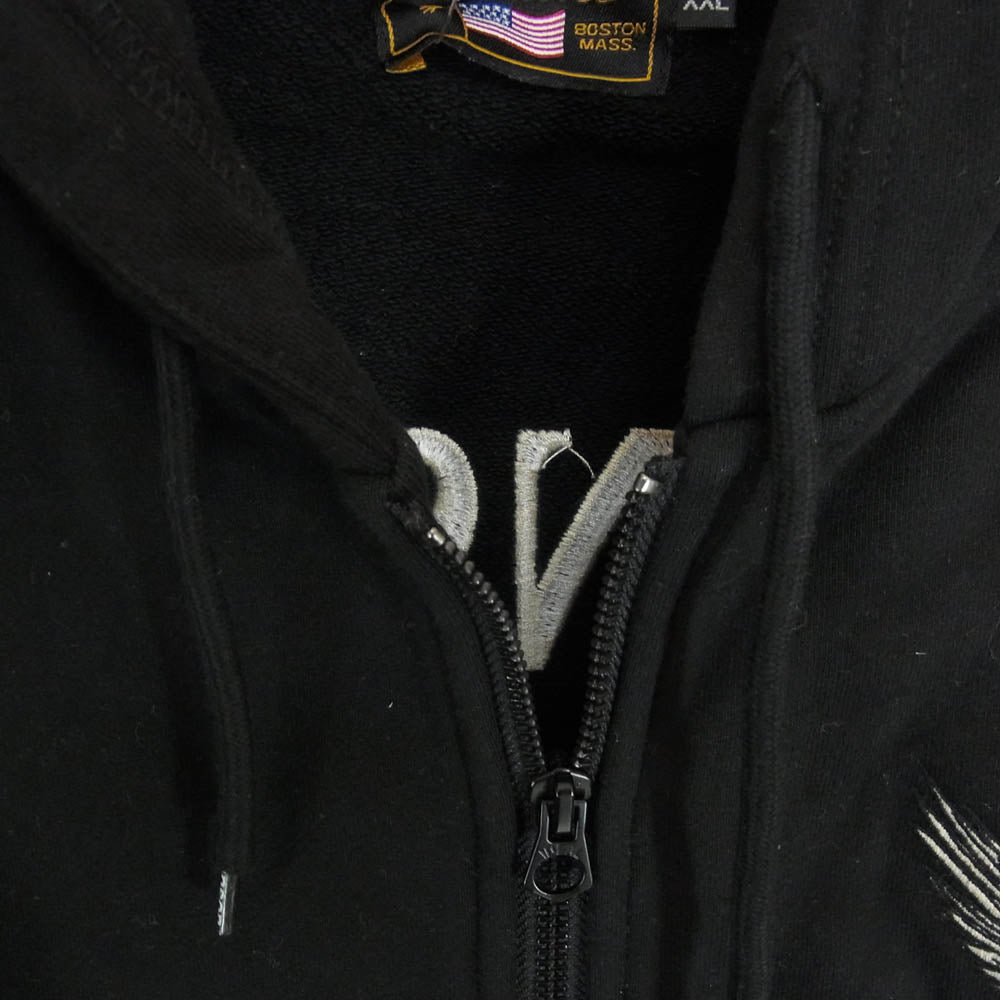 VANSON バンソン バック刺繍 サイドロゴデザイン ジップパーカー フーディー ブラック系 XXL【中古】