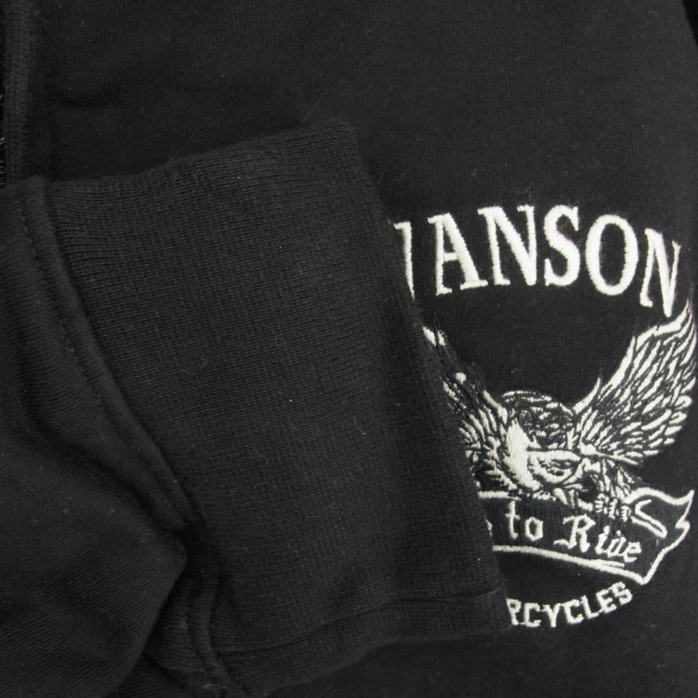 VANSON バンソン バック刺繍 サイドロゴデザイン ジップパーカー フーディー ブラック系 XXL【中古】