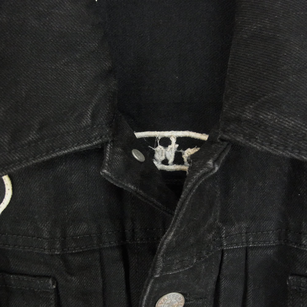 VANSON バンソン バックイーグル刺繍 袖ロゴプリント デニムジャケット トラッカージャケット ブラック系 XXL【中古】