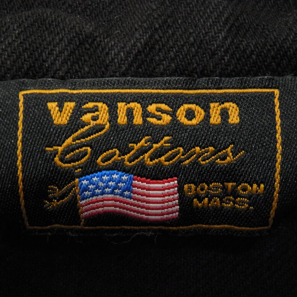 VANSON バンソン バックイーグル刺繍 袖ロゴプリント デニムジャケット トラッカージャケット ブラック系 XXL【中古】