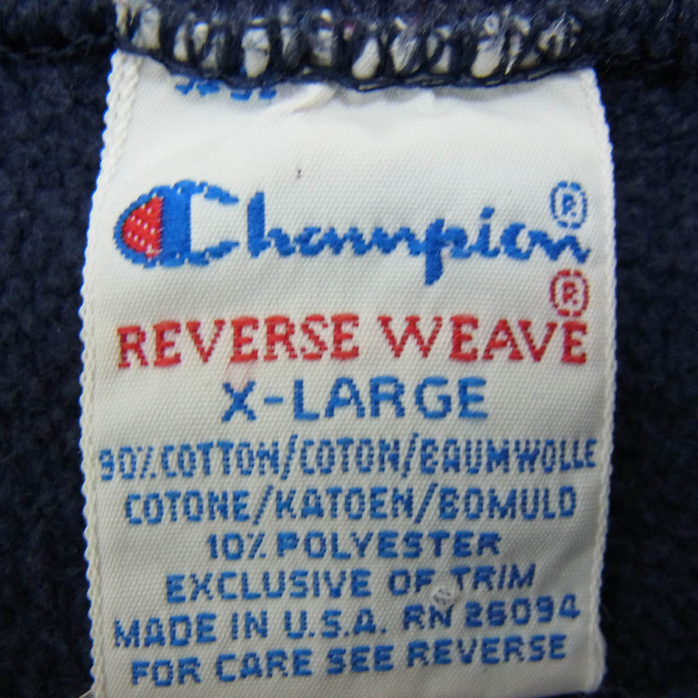 Champion チャンピオン USA製 ヴィンテージ 90s ITHACA COLLEGE Reverse Weave リバースウィーブ イサカ カレッジ ロゴ スウェット ナス紺 ネイビー系 XL【中古】