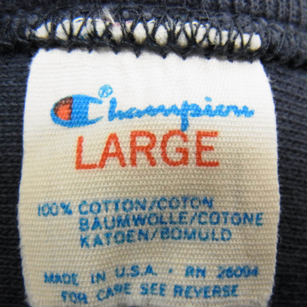 Champion チャンピオン USA製 ヴィンテージ 80s 七分丈 フットボール Tシャツ ネイビー系 L【中古】
