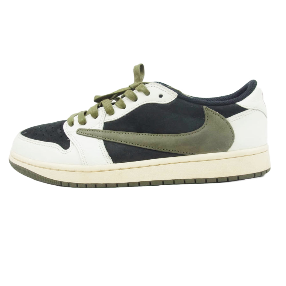 NIKE ナイキ DZ4137-106 フェイクバスター鑑定済× TRAVIS SCOTT WMNS AIR JORDAN 1 LOW OG Medium Olive トラヴィススコット ウィメンズ エアジョーダン1 ローカット スニーカー 27cm【中古】