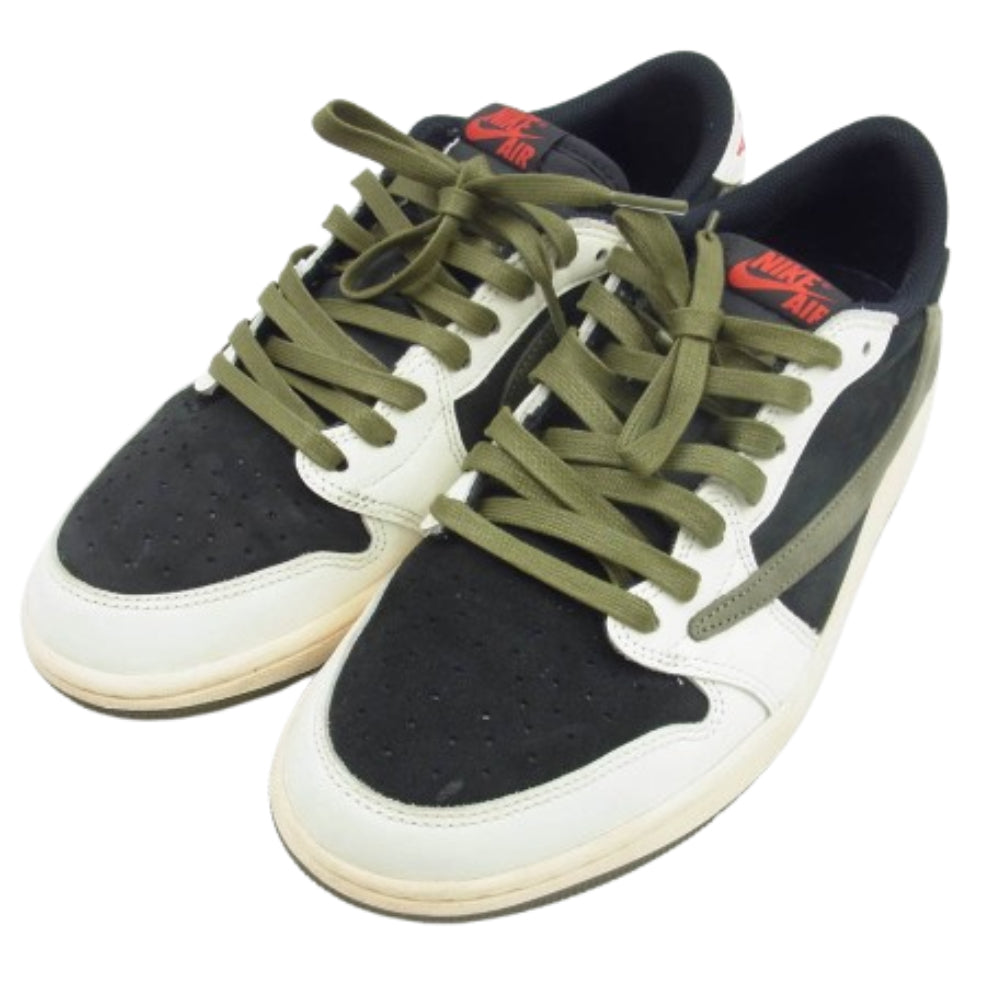NIKE ナイキ DZ4137-106 フェイクバスター鑑定済× TRAVIS SCOTT WMNS AIR JORDAN 1 LOW OG Medium Olive トラヴィススコット ウィメンズ エアジョーダン1 ローカット スニーカー 27cm【中古】