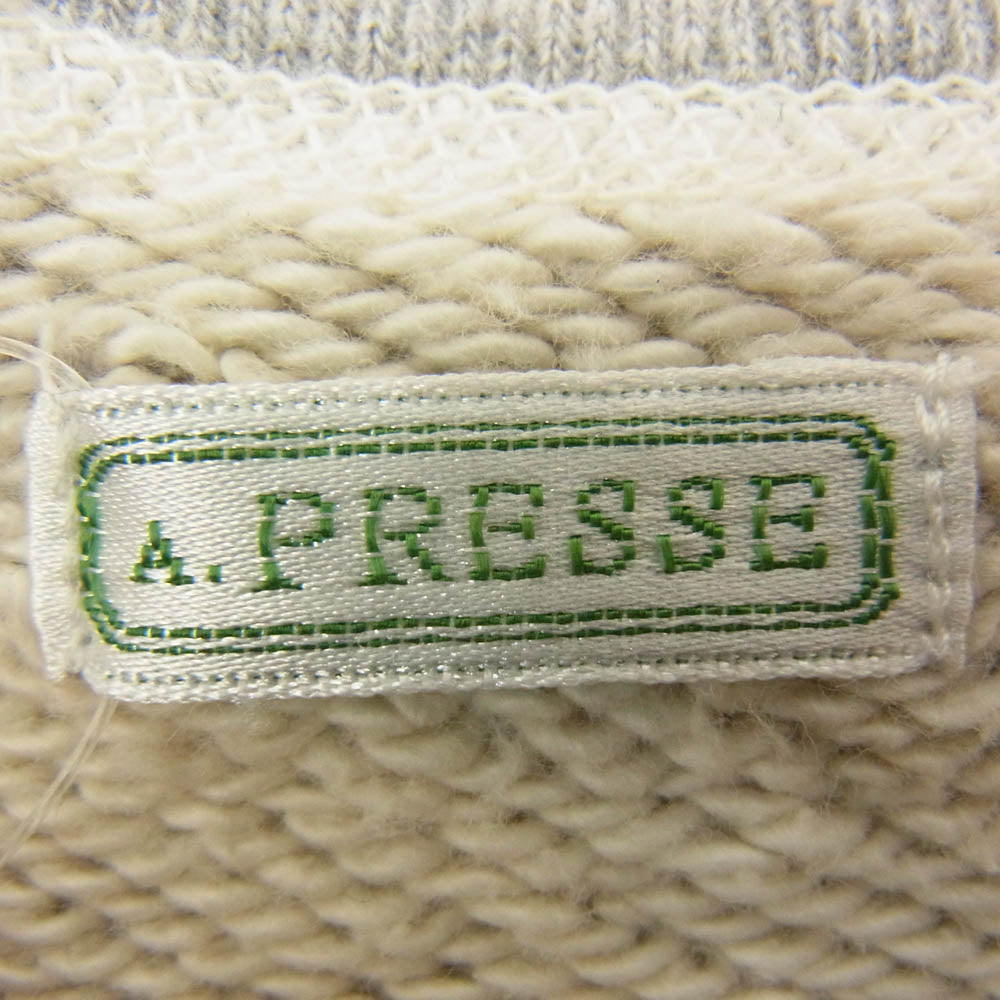 A.PRESSE アプレッセ 22SS 22SAP-05-03M Vintage Washed Sweat shirt ヴィンテージ ビンテージ ウォッシュド ダメージ加工 スウェット シャツ トレーナー グレー系 2【中古】