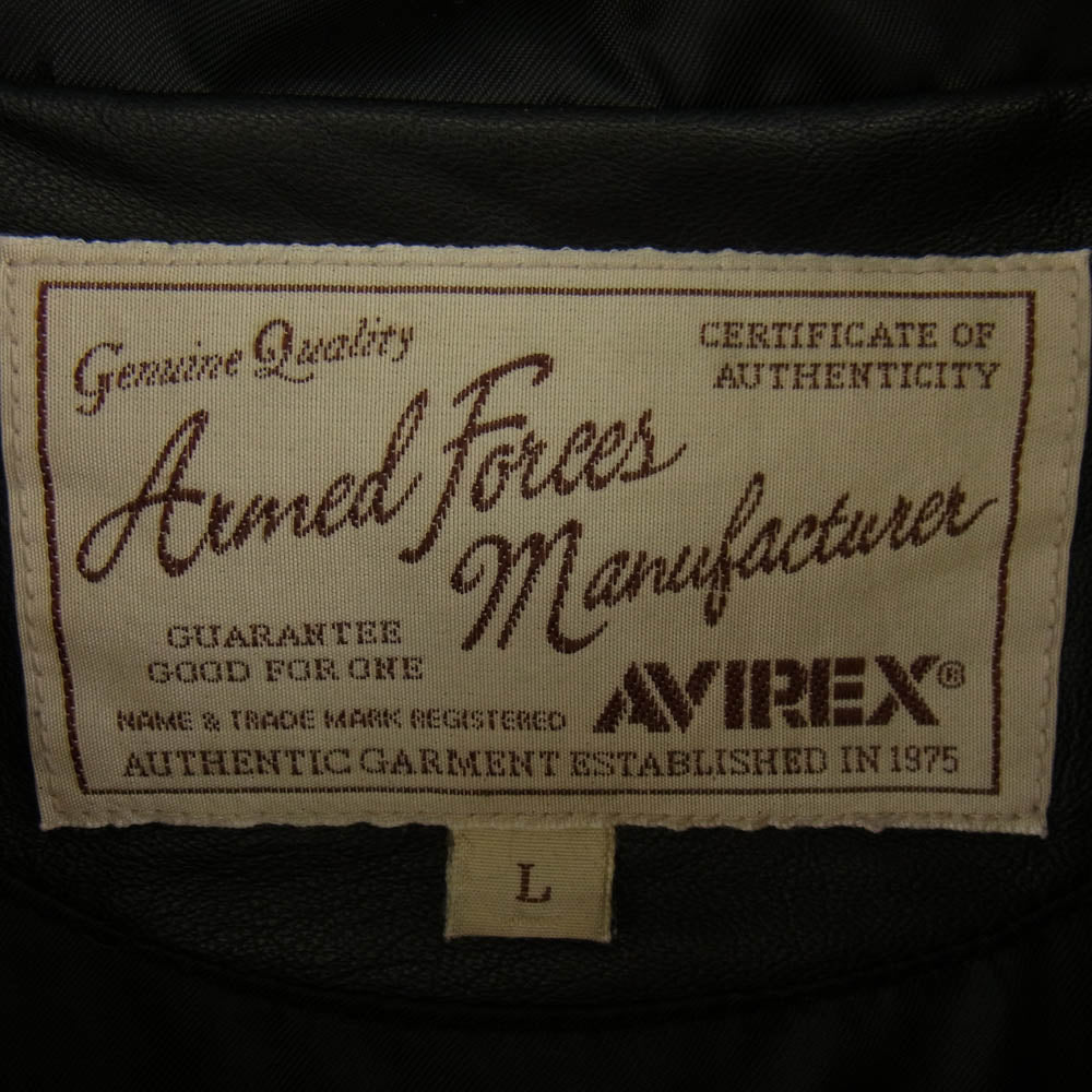 AVIREX アヴィレックス 6181063 LIGHT WEIGHT SHEEP LEATHER Zip hoodie 羊革 レザージップ フーディ ブラック系 L【中古】