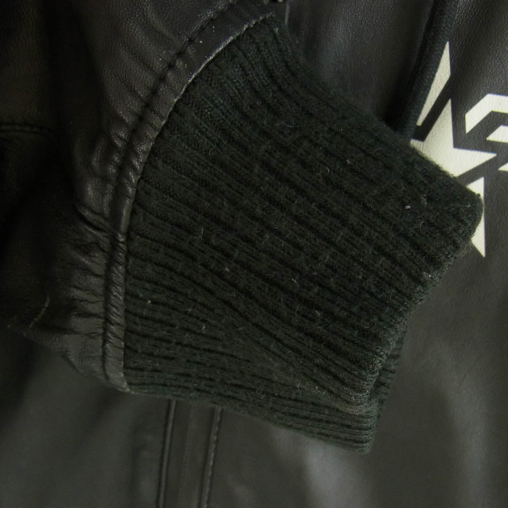 AVIREX アヴィレックス 6181063 LIGHT WEIGHT SHEEP LEATHER Zip hoodie 羊革 レザージップ フーディ ブラック系 L【中古】
