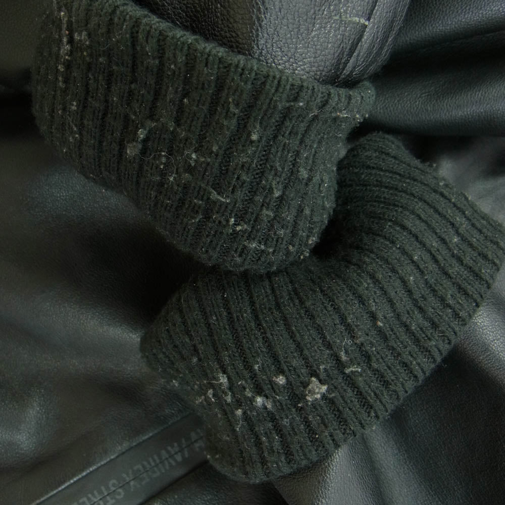 AVIREX アヴィレックス 6181063 LIGHT WEIGHT SHEEP LEATHER Zip hoodie 羊革 レザージップ フーディ ブラック系 L【中古】