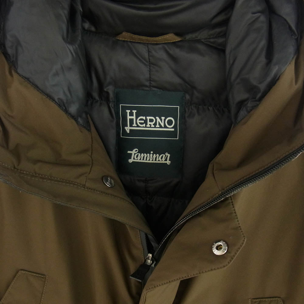 Herno ヘルノ 29157-27933-1 Laminar Gore-Tex ラミナー ゴアテックス ダウン フード コート ジャケット ダークブラウン系 48【中古】