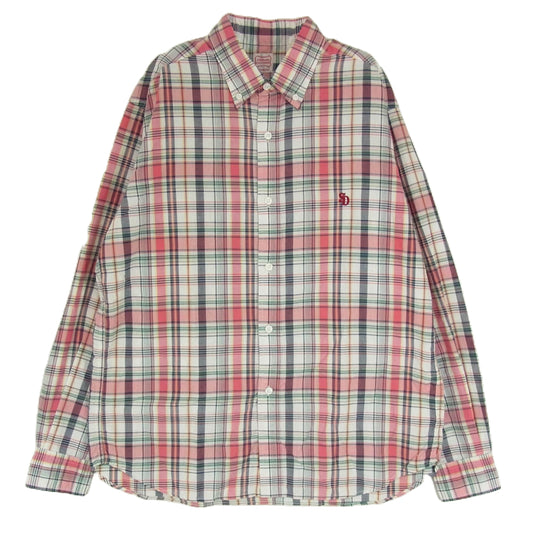 STANDARD CALIFORNIA スタンダードカリフォルニア SD Madras Check Shirt ボタンダウン ワンポイント 刺繍 マドラスチェック 長袖 シャツ レッド系 M【中古】