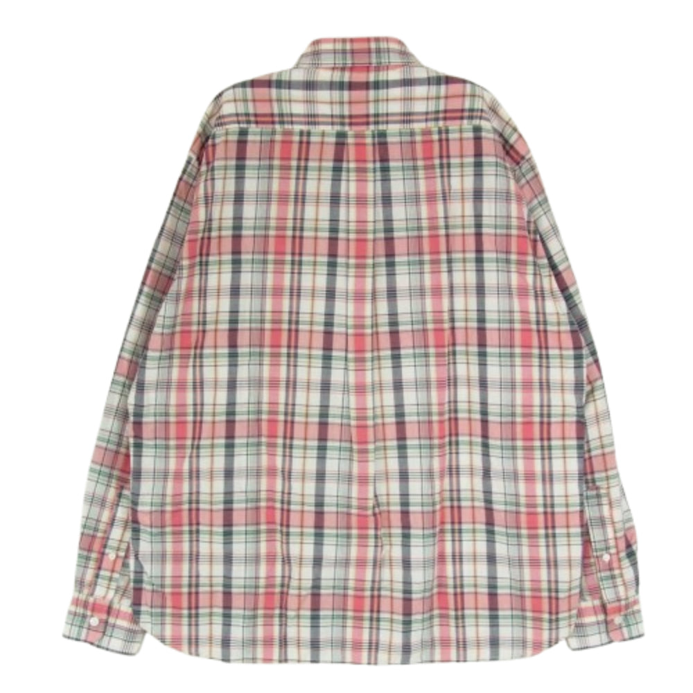 STANDARD CALIFORNIA スタンダードカリフォルニア SD Madras Check Shirt ボタンダウン ワンポイント 刺繍 マドラスチェック 長袖 シャツ レッド系 M【中古】