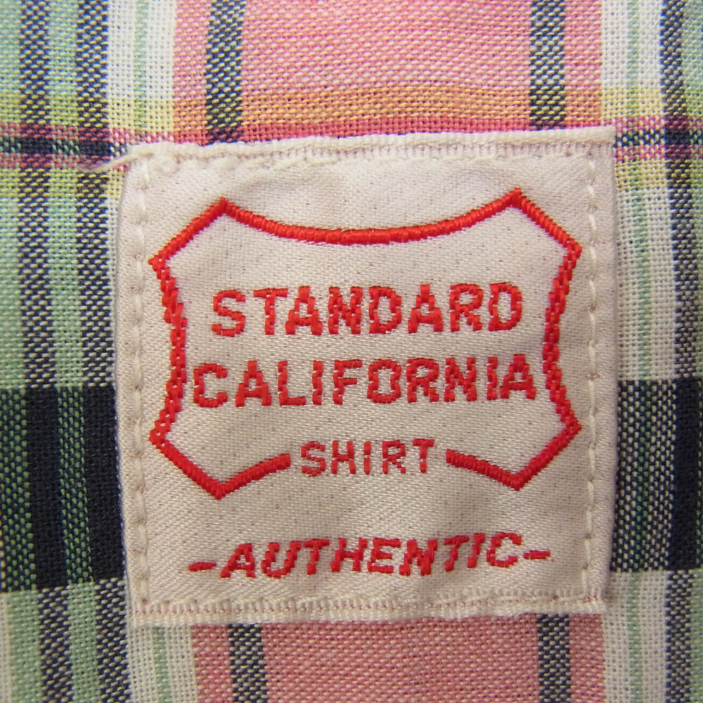 STANDARD CALIFORNIA スタンダードカリフォルニア SD Madras Check Shirt ボタンダウン ワンポイント 刺繍 マドラスチェック 長袖 シャツ レッド系 M【中古】