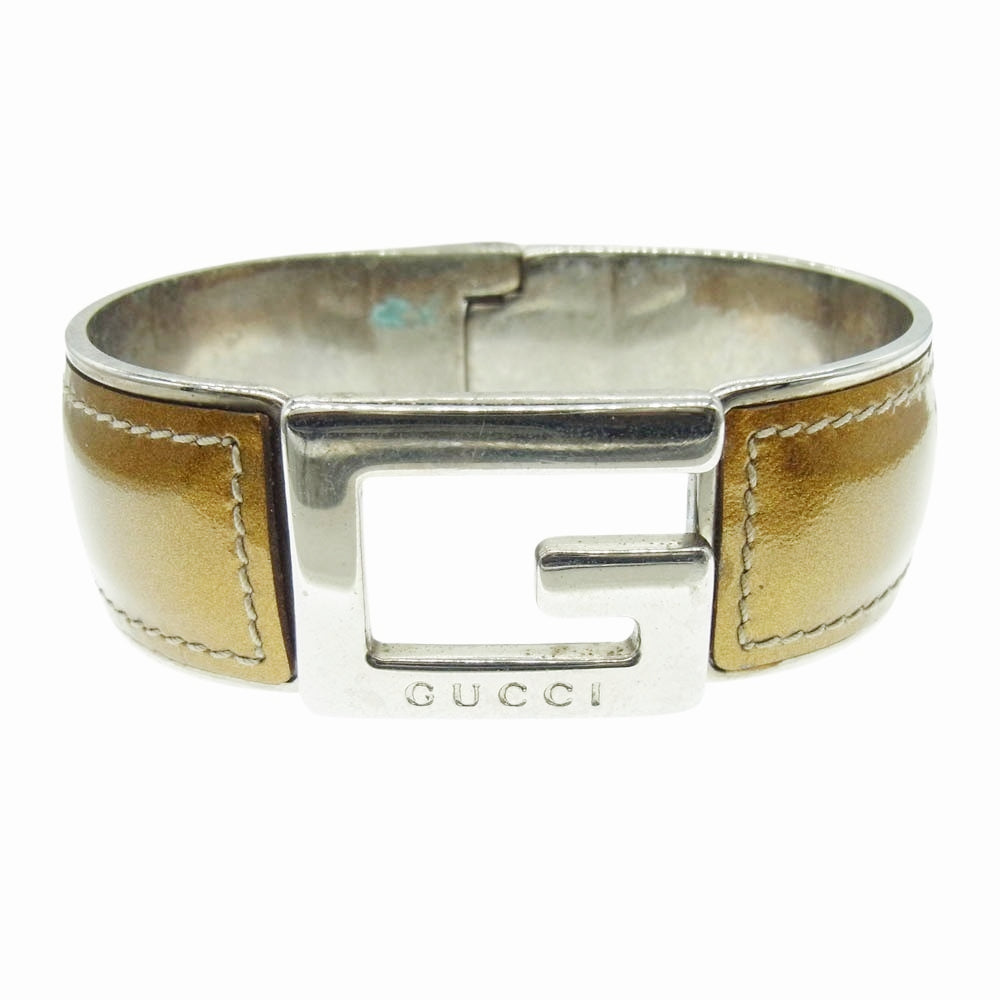 GUCCI グッチ G エナメル バングル ブレスレット ゴールド系 シルバー系【中古】