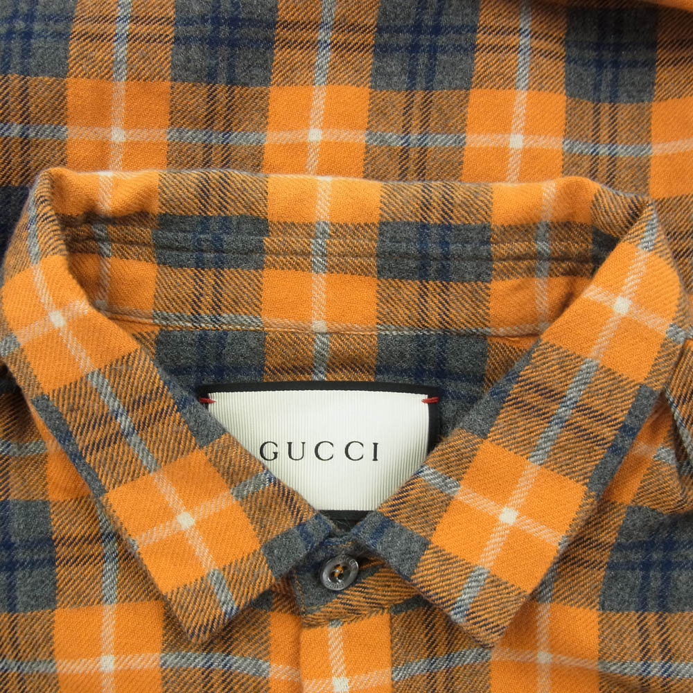 GUCCI グッチ 401303 Z416C ロングスリーブ チェック シャツ 長袖シャツ オレンジ系 17【中古】