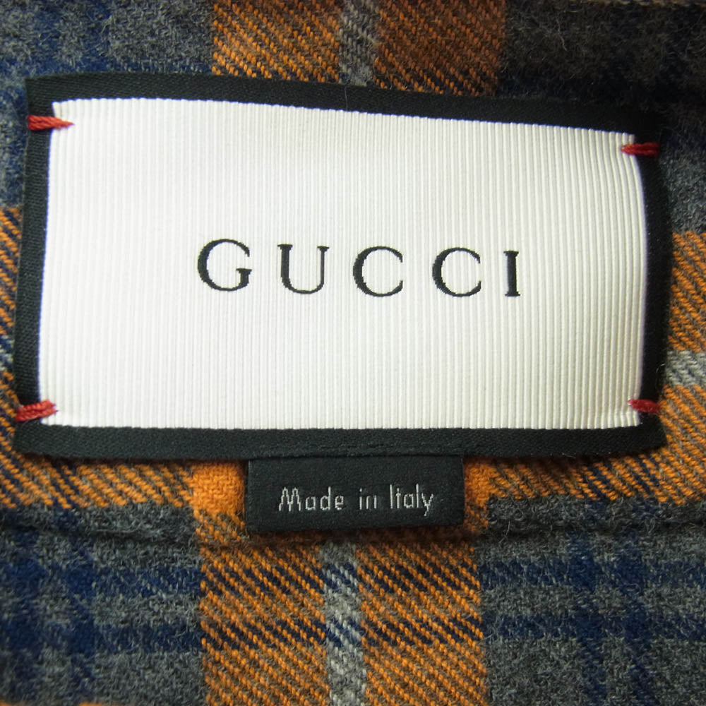 GUCCI グッチ 401303 Z416C ロングスリーブ チェック シャツ 長袖シャツ オレンジ系 17【中古】