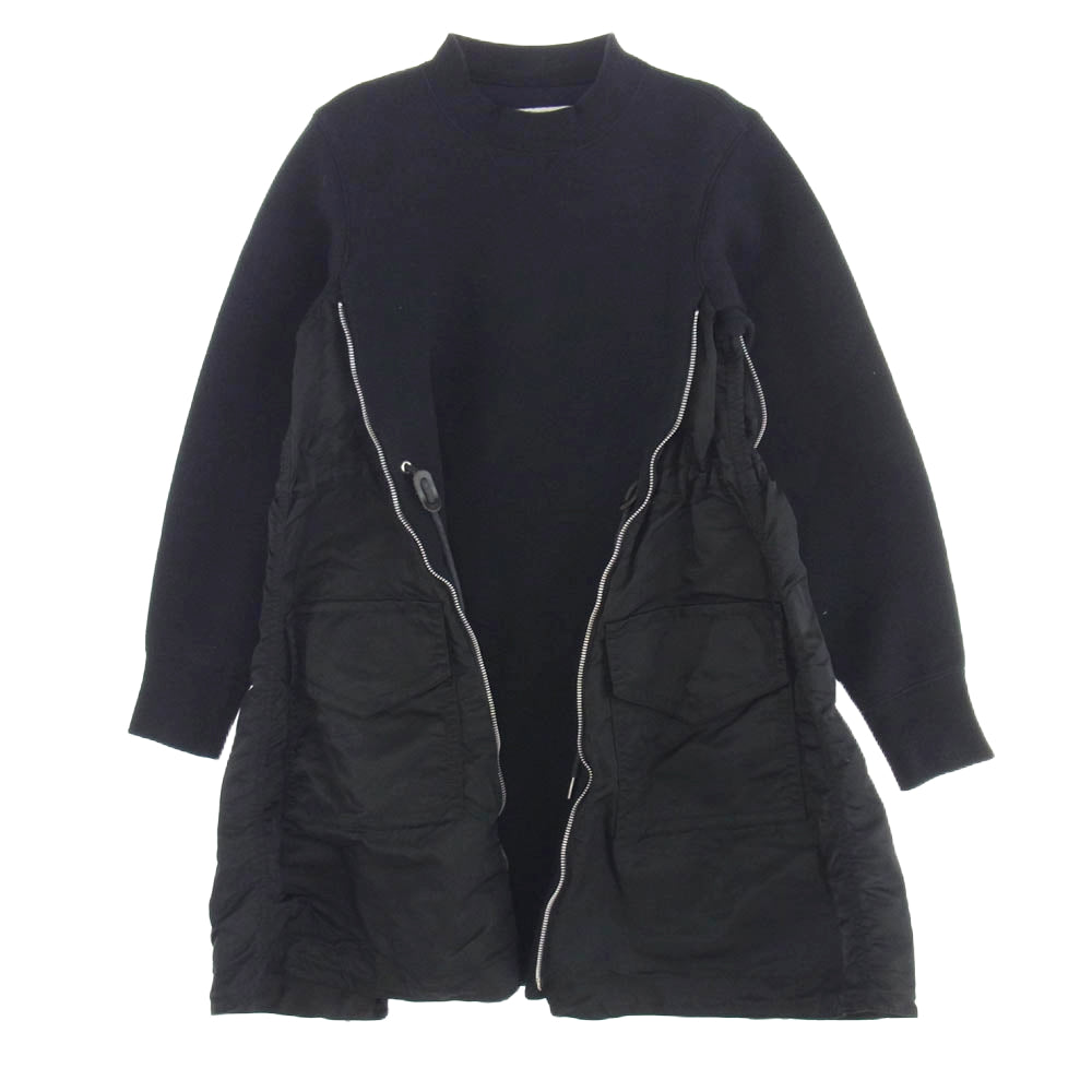 Sacai サカイ 23AW SCW-069 Sponge Sweat Nylon Twill Dress スウェット ナイロン ツイル ドレス ワンピース ブラック系 1【中古】