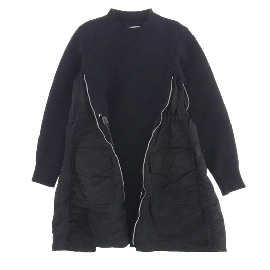 Sacai サカイ 23AW SCW-069 Sponge Sweat Nylon Twill Dress スウェット ナイロン ツイル ドレス ワンピース ブラック系 1【中古】
