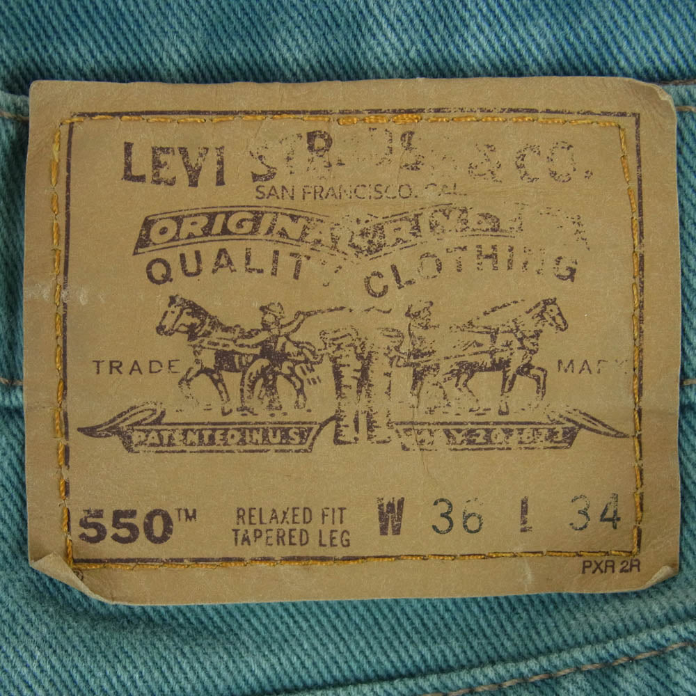 Levi's リーバイス 90's 550 先染め ジップフライ デニム パンツ オレンジタブ ボタン裏刻印515 グリーン系 W36 L34【中古】
