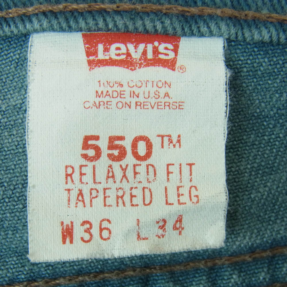 Levi's リーバイス 90's 550 先染め ジップフライ デニム パンツ オレンジタブ ボタン裏刻印515 グリーン系 W36 L34【中古】