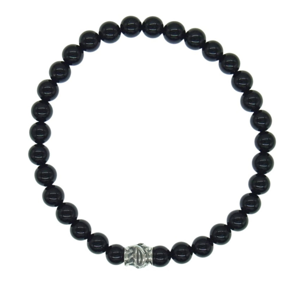 LONE ONES ロンワンズ MFSB-0002S-SO-M 販売証明カード付属 ストーンブレス イーグルビード6mm オニキス ストーン ブレスレット ブラック系【極上美品】【中古】