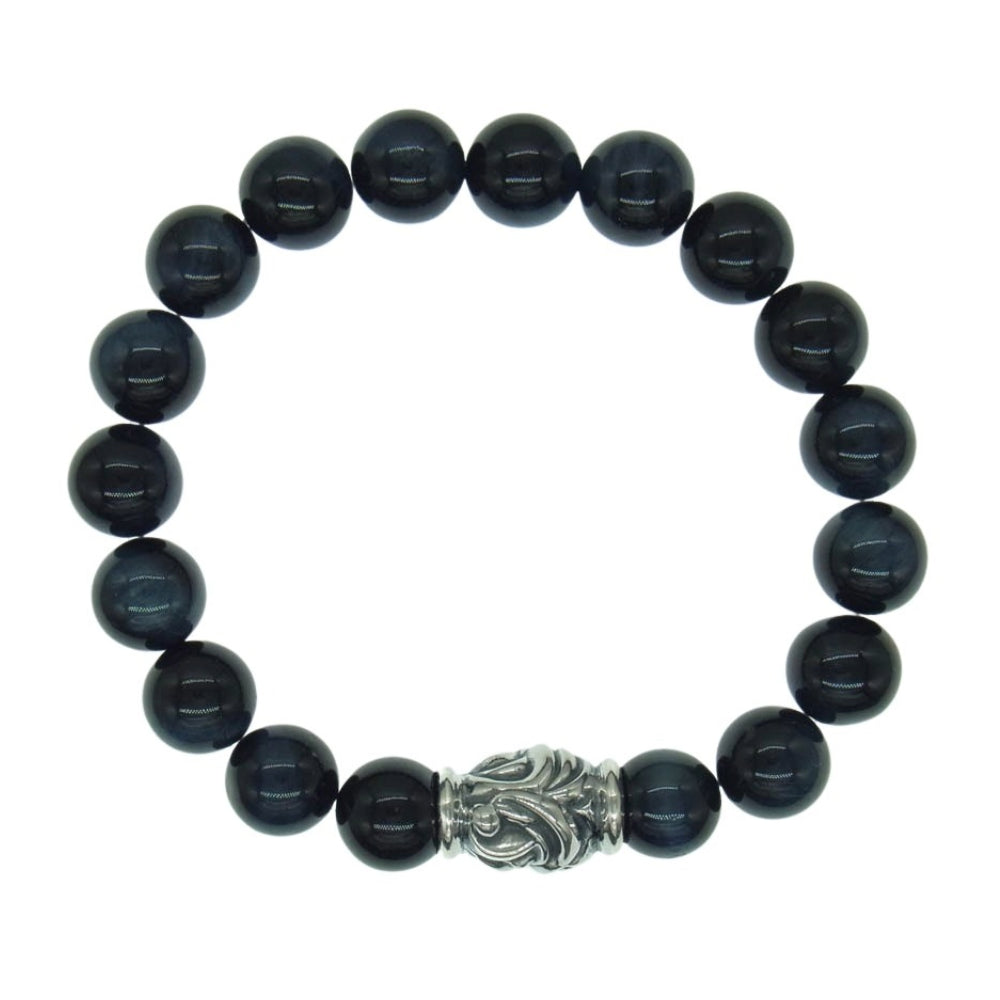 LONE ONES ロンワンズ MFSB-0001-BTE-M 販売証明カード付属 イーグル ビード ブルー タイガー アイ 10mm ストーン ブレスレット ダークネイビー系【極上美品】【中古】